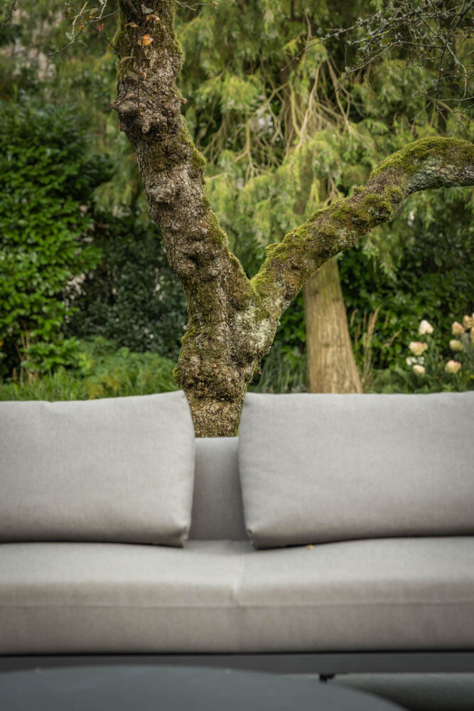 loungebank met bomen op de achtergrond