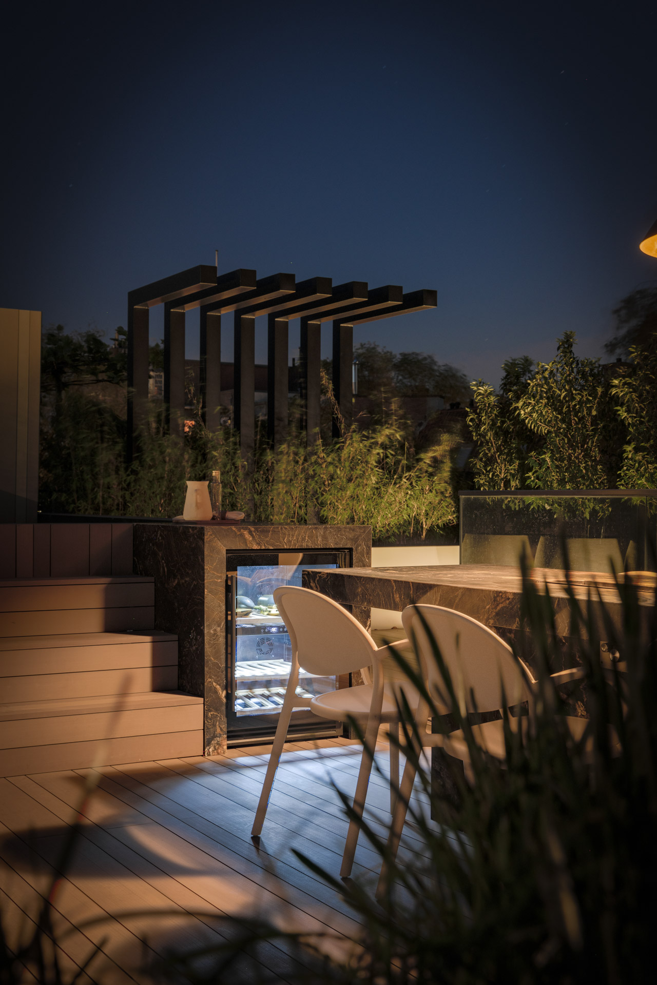 wijnkoeler op het dakterras